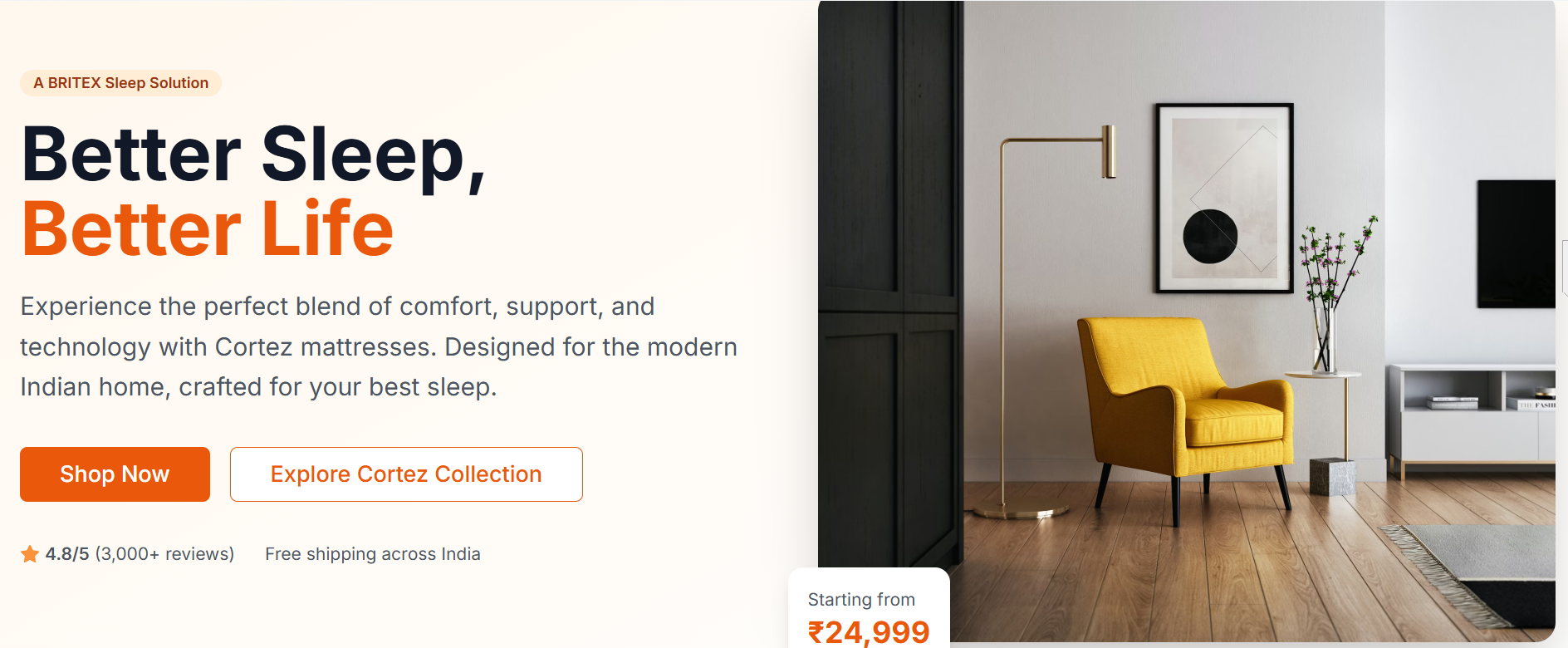 Modern bedroom with Cortez mattress